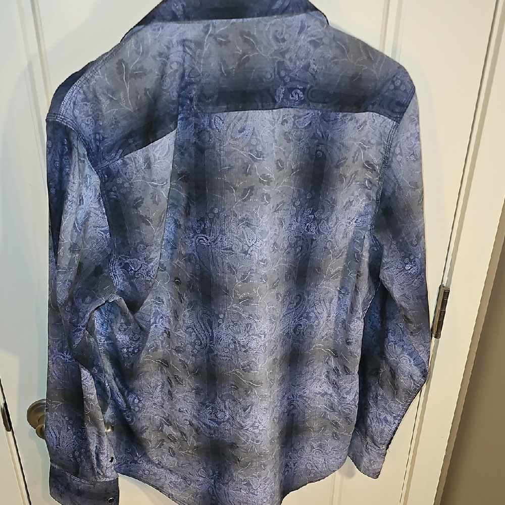 Johnston & Murphy Blue and Gray Patterned Shirt SLIM L - Picture 6 of 8